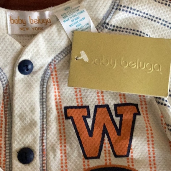 🐳  BABY BELUGA DEADSTOCK 3 Piece BASEBALL OUTFIT ADORABLE NWT Cap - Picture 1 of 16